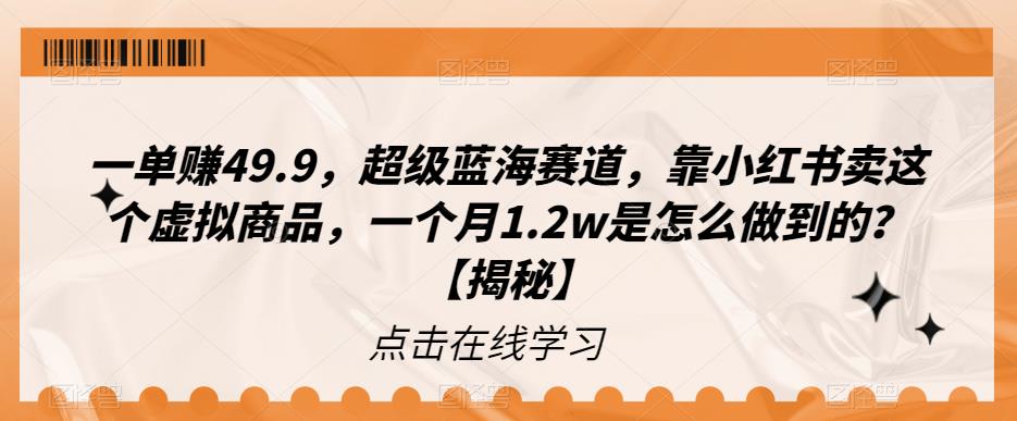 一单赚49.9，超级蓝海赛道，靠小红书卖这个虚拟商品，一个月1.2w是怎么做到的？【揭秘】-问小徐资源库