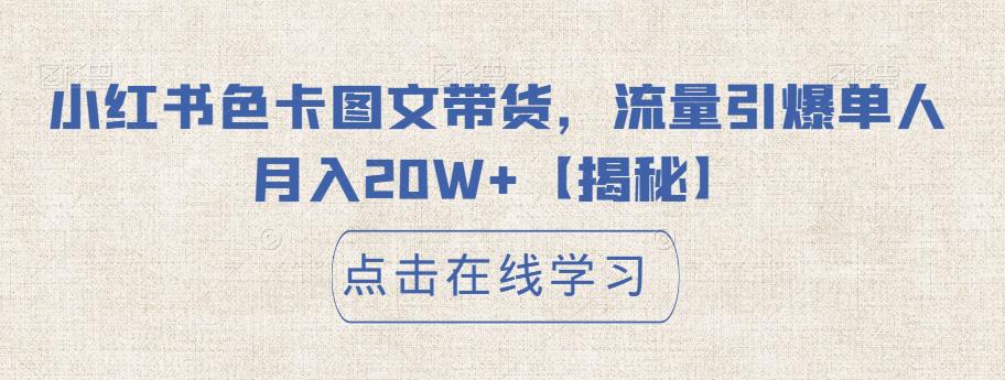 小红书色卡图文带货，流量引爆单人月入20W+【揭秘】-问小徐资源库