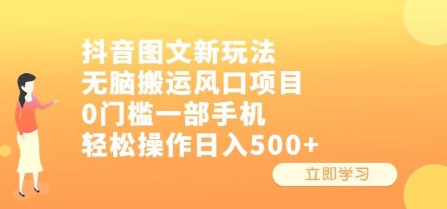 抖音图文新玩法，无脑搬运风口项目，0门槛一部手机轻松操作日入500+【揭秘】-问小徐资源库