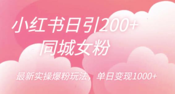 小红书日引200+同城女粉，最新实操爆粉玩法，单日变现1000+【揭秘】-问小徐资源库