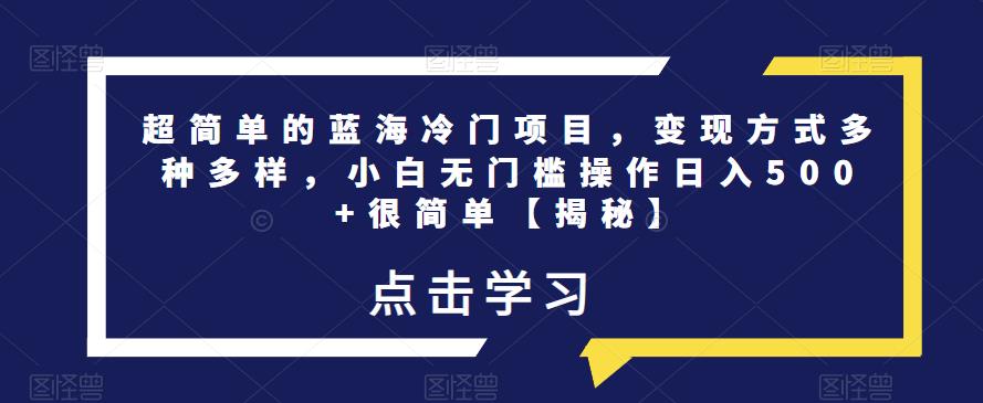 超简单的蓝海冷门项目，变现方式多种多样，小白无门槛操作日入500+很简单【揭秘】-问小徐资源库