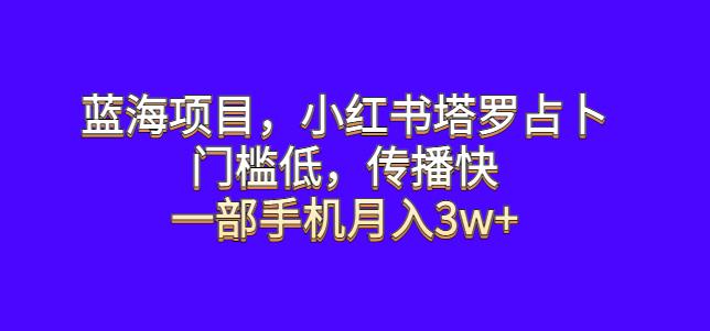 蓝海项目，小红书塔罗占卜，门槛低，传播快，一部手机月入3w+【揭秘】-问小徐资源库