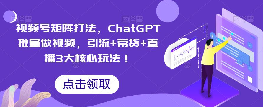 视频号矩阵打法，ChatGPT批量做视频，引流+带货+直播3大核心玩法！-问小徐资源库