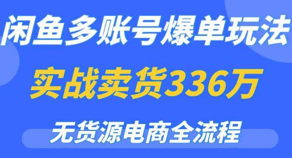 闲鱼多账号爆单玩法，无货源电商全流程，超简单的0门槛变现项目【揭秘】-问小徐资源库