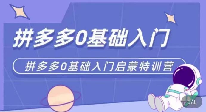 拼多多运营0-1实操特训营，拼多多0基础入门，从基础到进阶的可实操玩法-问小徐资源库