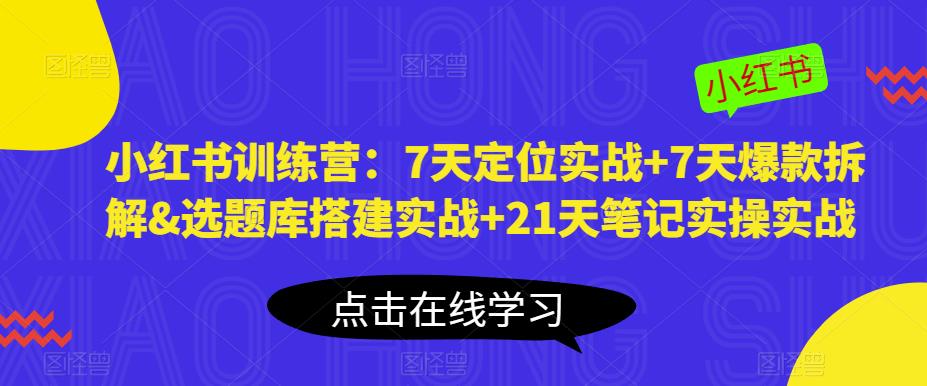 小红书训练营：7天定位实战+7天爆款拆解&选题库搭建实战+21天笔记实操实战-问小徐资源库