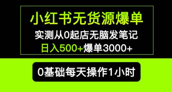 小红书无货源爆单实测从0起店无脑发笔记爆单3000+长期项目可多店-问小徐资源库